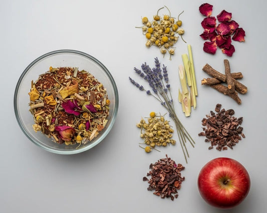 Dulce Calma – Infusión Artesanal Relajante de Rooibos, Manzanilla y Lavanda