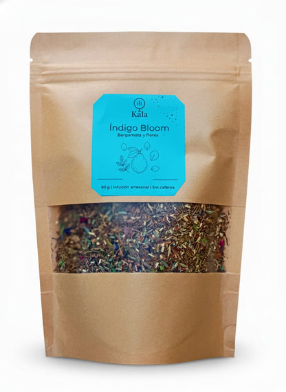 Índigo Bloom – Infusión Artesanal Azul de Rooibos, Flores y Cacao