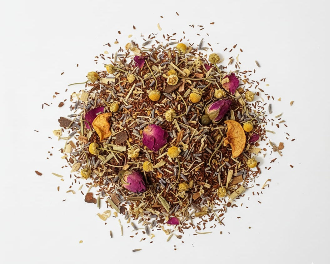 Dulce Calma – Infusión Artesanal Relajante de Rooibos, Manzanilla y Lavanda